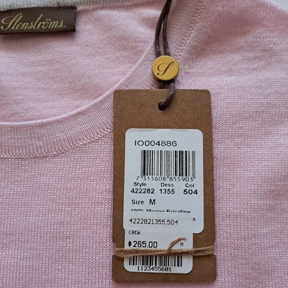 New Stenstroms Men's Merino Wool Long Sleeve Pink Shirt Pullover Sweater Sz S/M - Picture 10 of 16